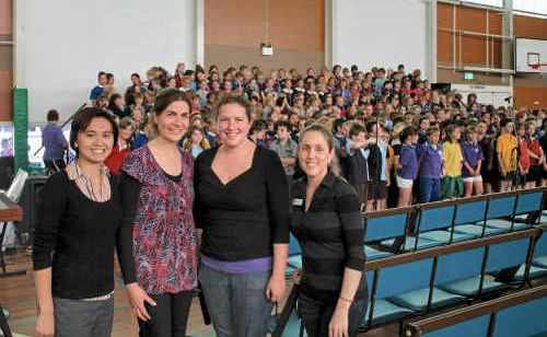 Choral singer Katherine Chan was in attendance to lead the Let's Sing workshop at Warwick High yesterday. Joining her at the event were teachers Gabi Laws, Jayne Shelley and Rosemary Taylor. Photos: Kerri Burns-Taylor Choral singer Katherine Chan was in attendance to lead the Let's Sing workshop at Warwick High yesterday. Joining her at the event were teachers Gabi Laws, Jayne Shelley and Rosemary Taylor. Photos: Kerri Burns-Taylor